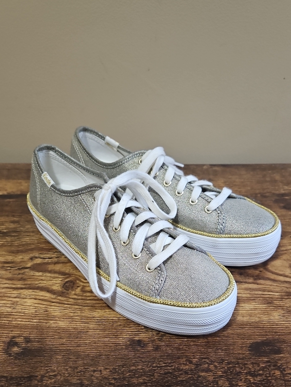 Keds Women's Triple Kick Gold Metallic Platform Sneakers Size 6